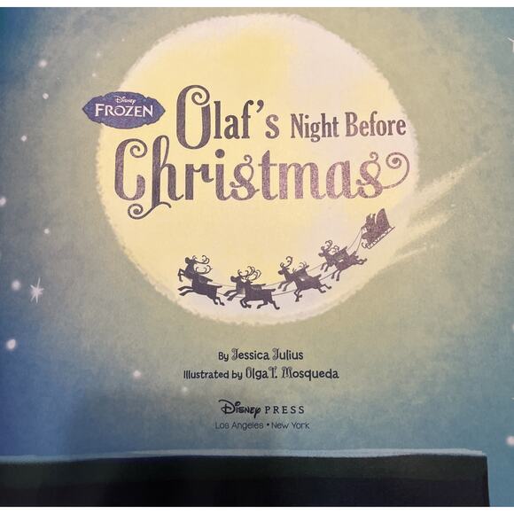 Disney Frozen Olaf's Night Before Christmas Book and CD Holiday Story Young Read - Picture 6 of 6